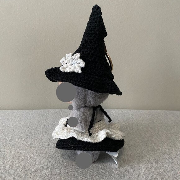 Handmade Crochet Halloween Black White Witch Outfit for 17cm Doll 2-Piece Set - Picture 4 of 8